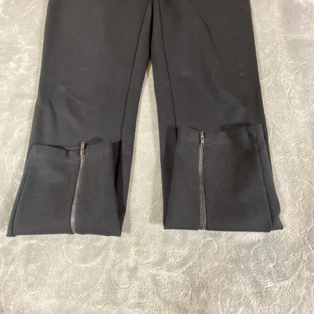 Eileen Fisher‎ Black Stretch Slim Pants Small Petite Zip Hem Rayon Blend Pull-On